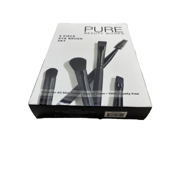 BRAND NEW Pure Beauty Works 5pc Black Eyebrow and Eye Blending Brush Set - Picture 3 of 7